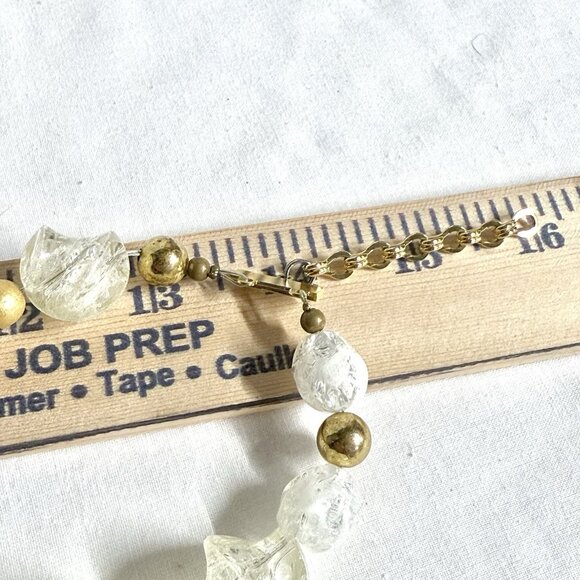 Vintage 2-Strand Lucite Bead Choker Necklace Gold Tone Spacer Beads Frosted 16" - Picture 7 of 9